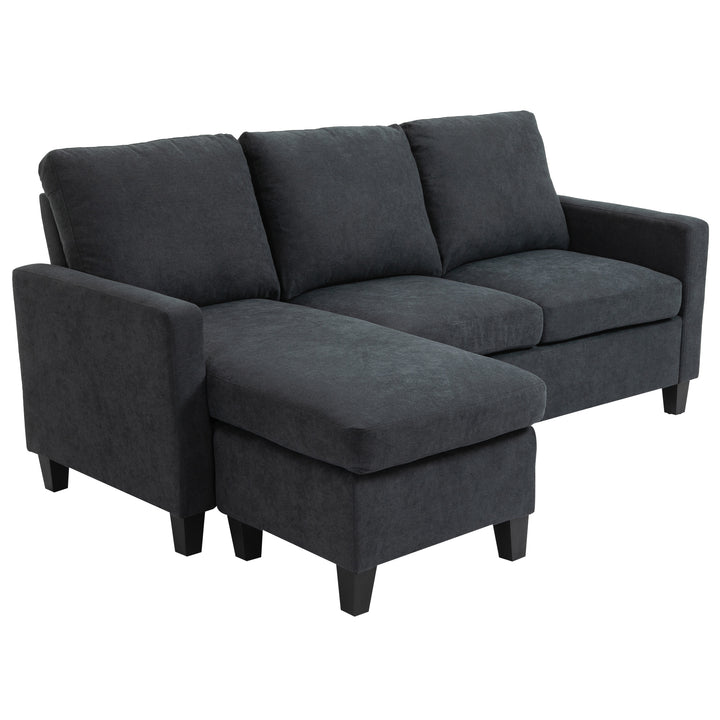 Hjørnesofa, sofasæt, med vendbar chaiselong, 197 x 139 x 91 cm, mørkegrå