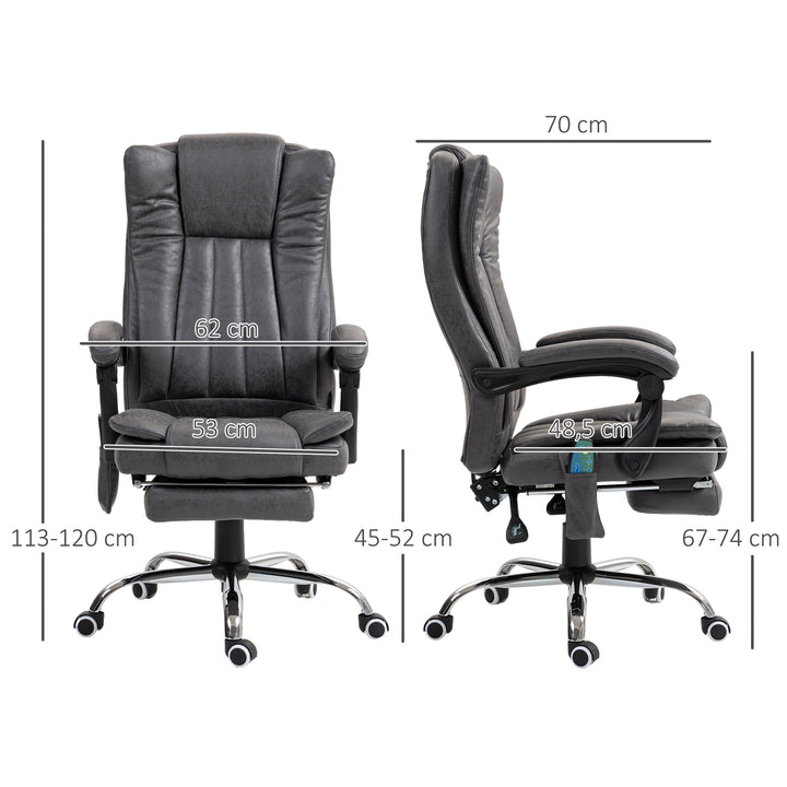 Executive-stol med massage- og varmefunktion, fodstøtte, justerbar, op til 120 kg, grå