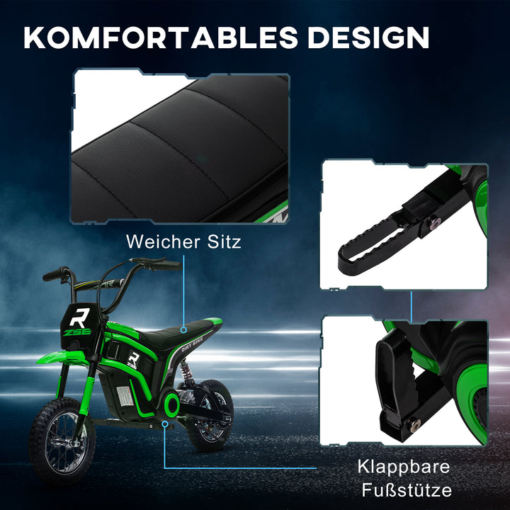 Elektrisk børnemotorcykel, 24v motor, justerbar hastighed, musik og lys, grøn