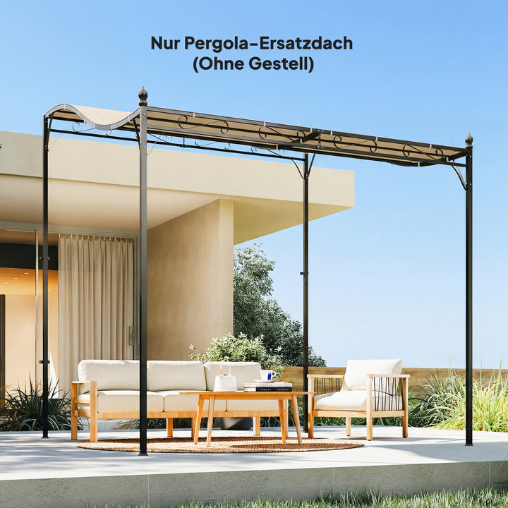 Udskiftningstag til pergola, solsejl til terrassetag, udskiftningstagpresenning til 3 x 3 m pavillon, 298 x 293 cm, cremehvid