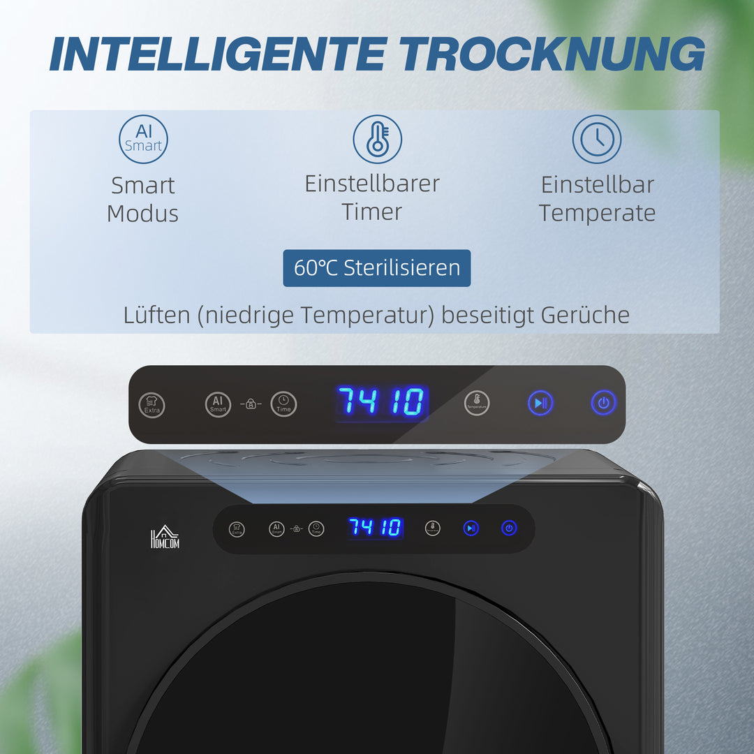 Tørretumbler, 6 programmer, 40-60°c, 4 kg kapacitet, kompakt, touch-betjening, sort