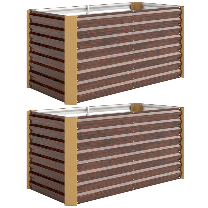 Højbedsæt med 2 stk., plantekasse, ekstra dyb, metal, 120 x 60 x 60 cm, brun