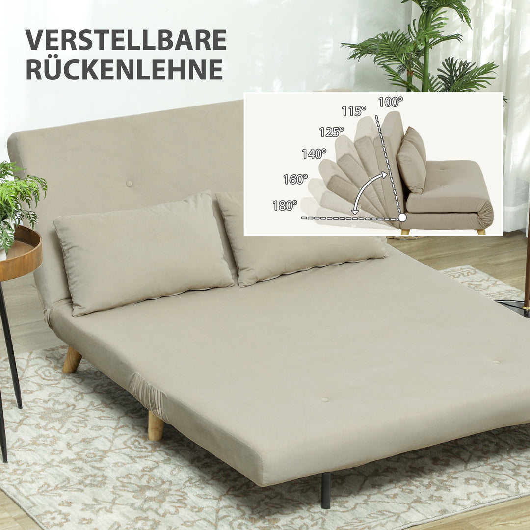 Sovesofa afslappende sofa, inkl. 2 puder, fløjlslook, 130 x 78 x 79 cm, beige