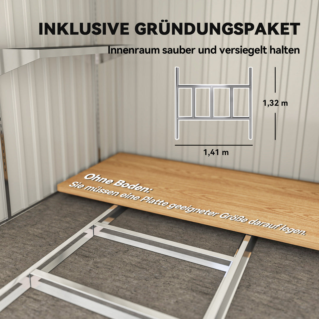 Metal haveskur 2,81m² 154x206,5x181 cm Redskabsskur med hultag Fundament