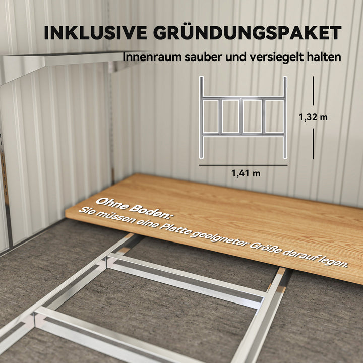 Metal haveskur 2,81m² 154x206,5x181 cm Redskabsskur med hultag Fundament