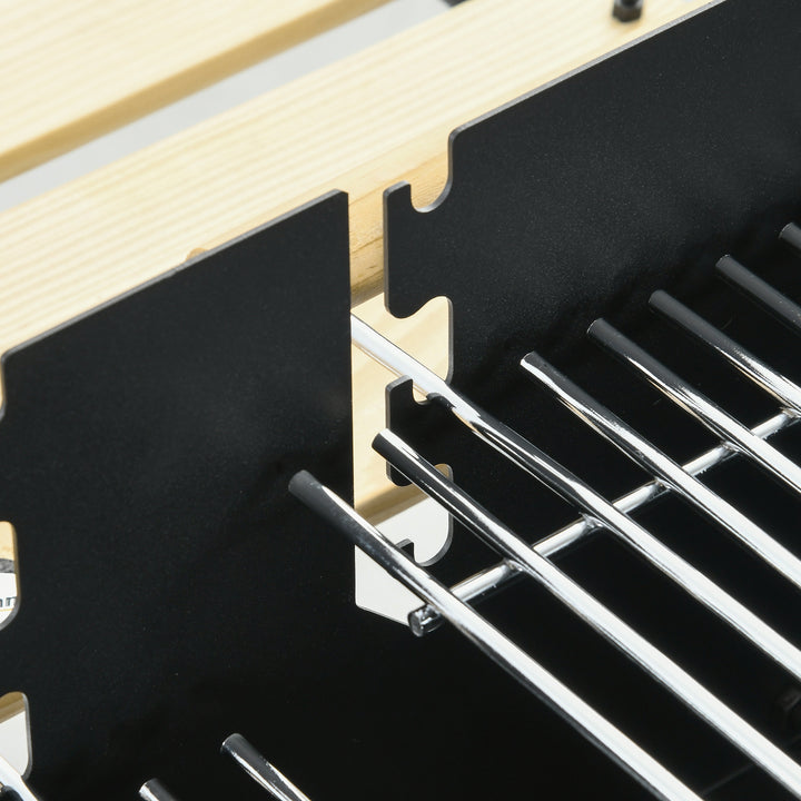 Kulgrill, grillvogn, 2 grillflader, 2 hjul, håndtag, hylder, 113 x 53,5 x 82,5 cm, sort