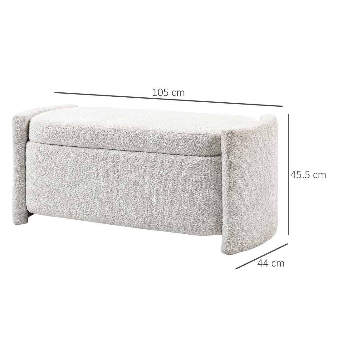 Polstret opbevaringsbænk med skobænk, 105 cm x 44 cm x 45,5 cm, creme/beige