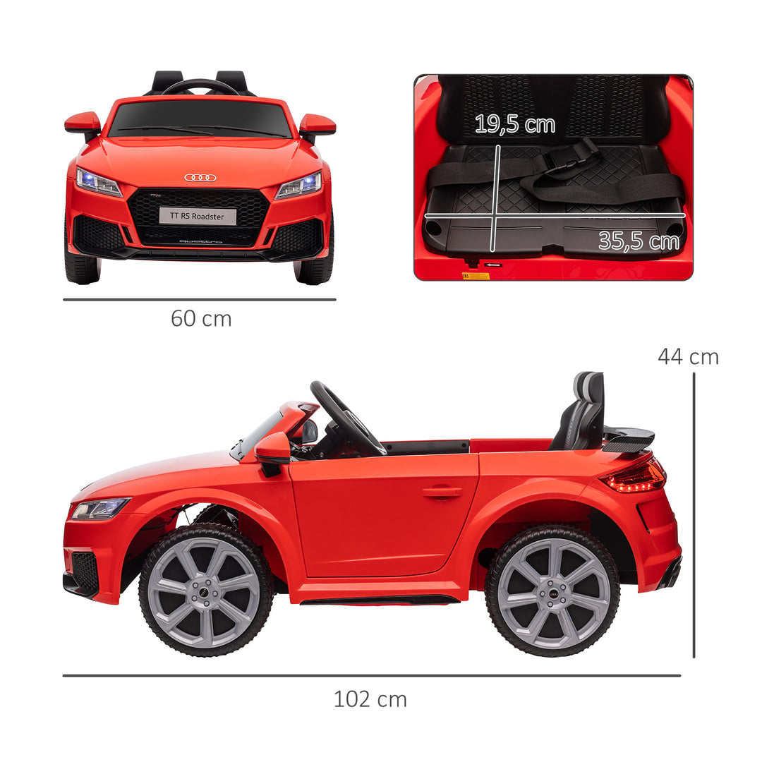 Audi børne-elbil 12v med 2.4g fjernbetjening, musik, horn, elbil med led-lys, usb/mp3-port, bakfunktion, til børn 3-5 år, rød