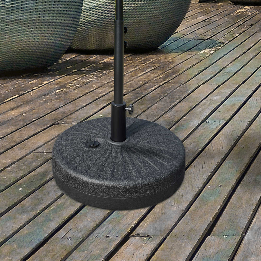 Parasolfod 22 kg, rund parasolfod, parasolholder, parasolvægt, fod til parasoller med 38/48 mm rørdiameter, til altan, terrasse, have, sort