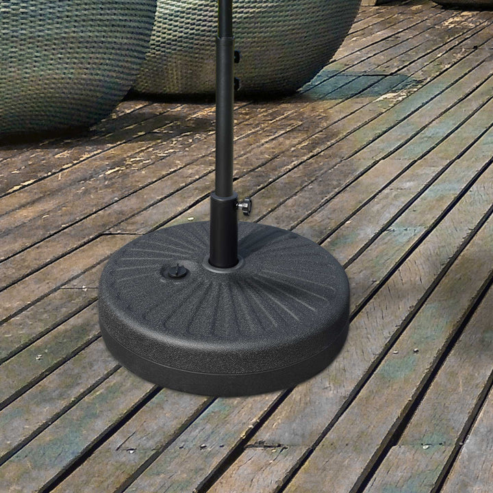 Parasolfod 22 kg, rund parasolfod, parasolholder, parasolvægt, fod til parasoller med 38/48 mm rørdiameter, til altan, terrasse, have, sort