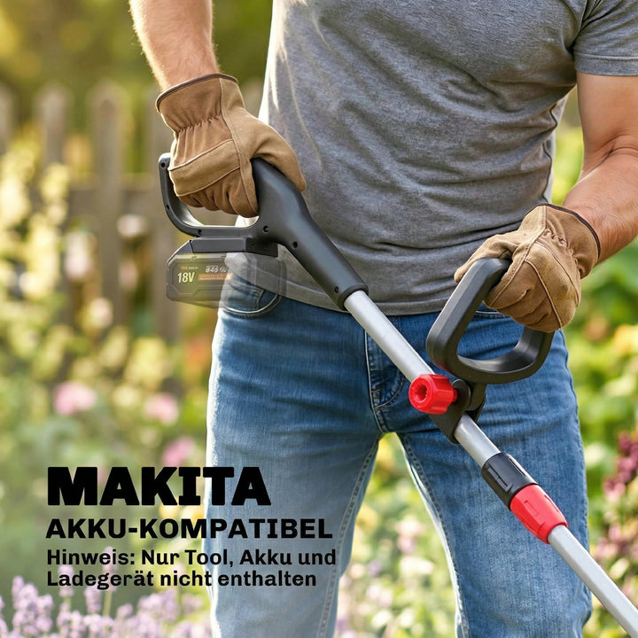 Batteridrevet plænetrimmer/buskrydder med 30 cm klippebredde