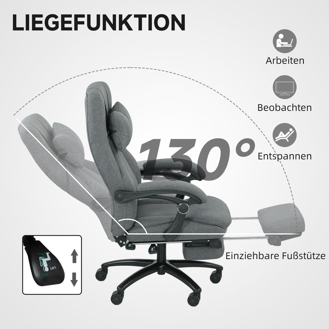 Vinsetto massagekontorstol, usb-interface, drejehjul, mørkegrå