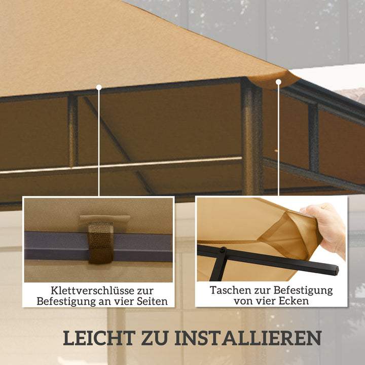 Udskiftningstag til havepavillon, polyester, 2,98 x 2,95 m, beige