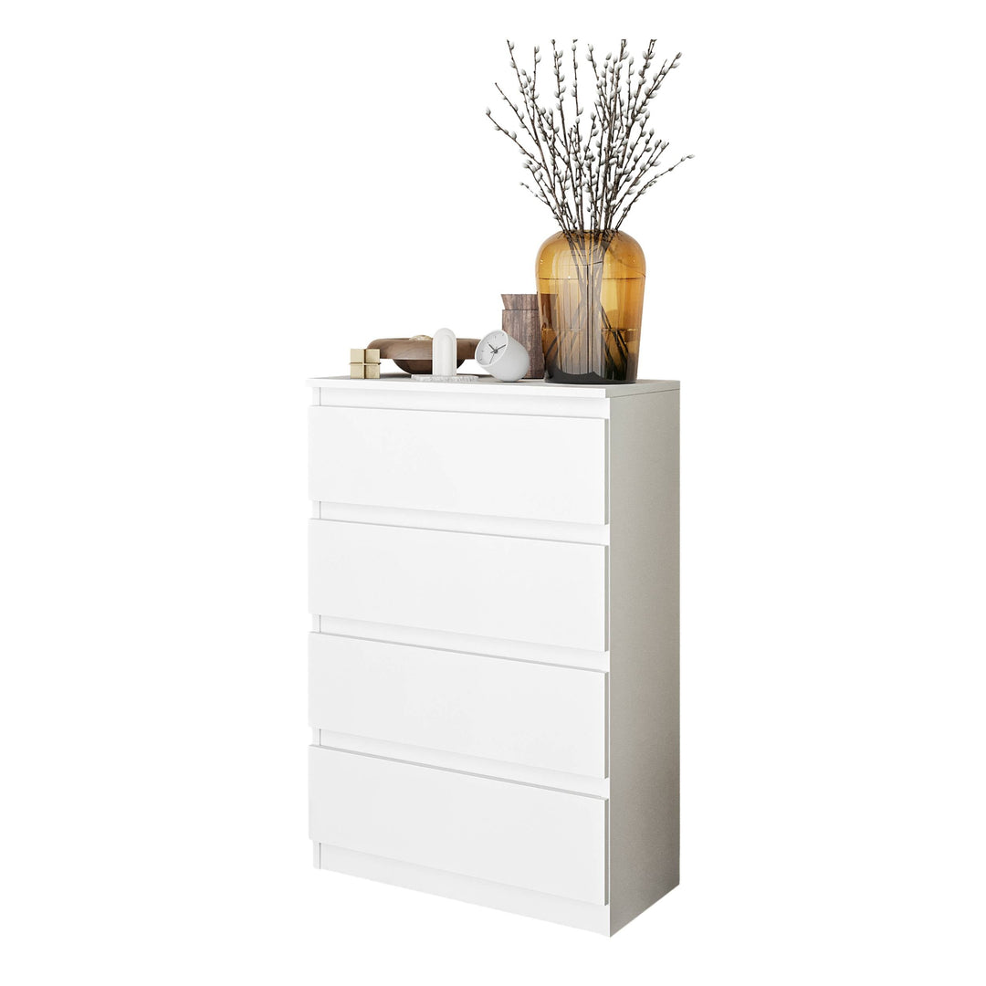 GABRIEL – kommode / sideboard med 4 skuffer – mat hvid – H92 cm B60 cm D33 cm