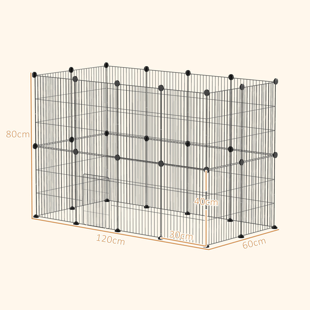 Bur til små dyr, udendørs indhegning, modulært design, 0,72 m², stål, sort