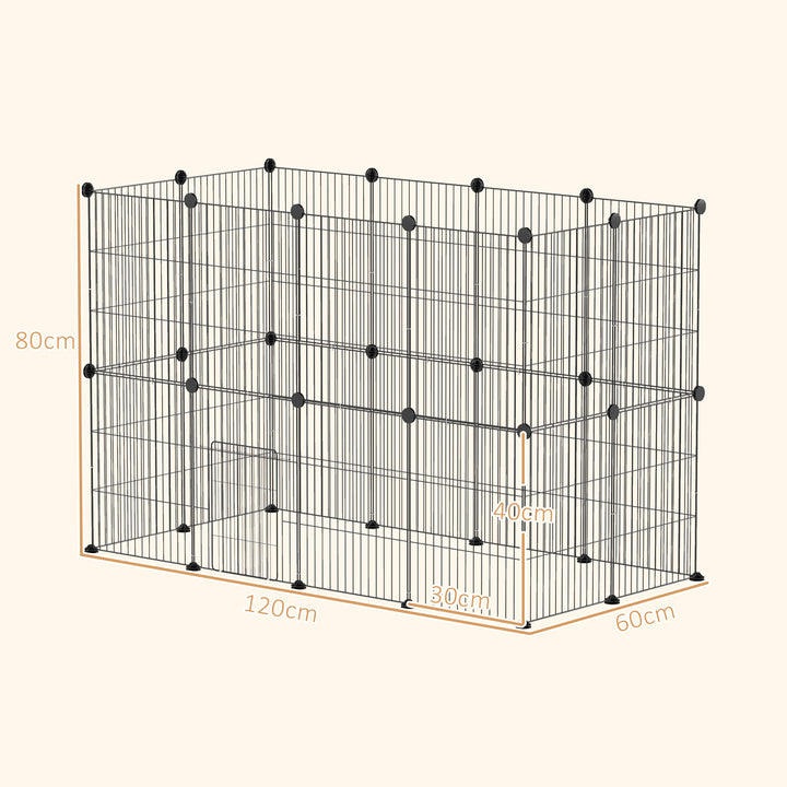 Bur til små dyr, udendørs indhegning, modulært design, 0,72 m², stål, sort