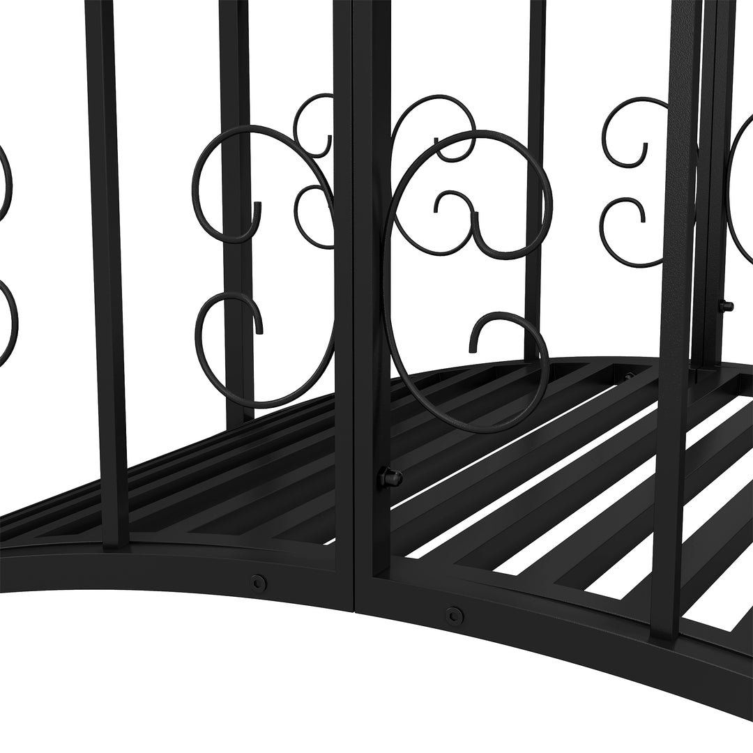Metalhavebro i vintagestil, dekoration til have og dam, 119x67x70 cm, sort