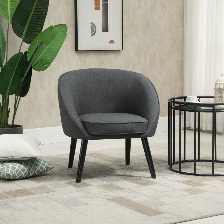 Lounge chair cocktailstol op til 150 kg, hørlook trægrå 71 x 65 x 75 cm