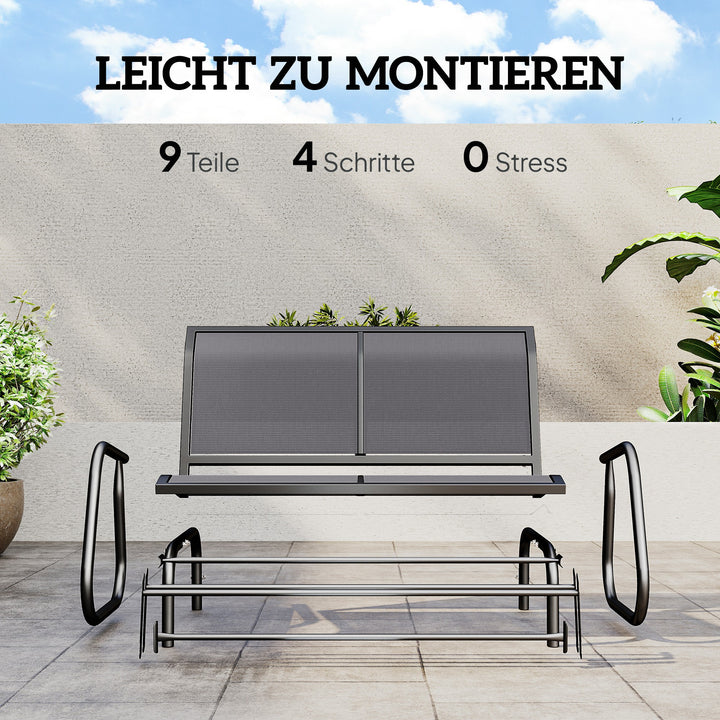 2-personers gyngestol havebænk med vippemekanisme, metal havegyngebænk, parkbænk, lasteevne op til 200 kg, havemøbler til have, terrasse, veranda, 120 x 70 x 85 cm, grå