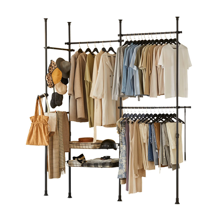 Walk in closet - garderobestativ, tøjstativ, højde og længde justerbar