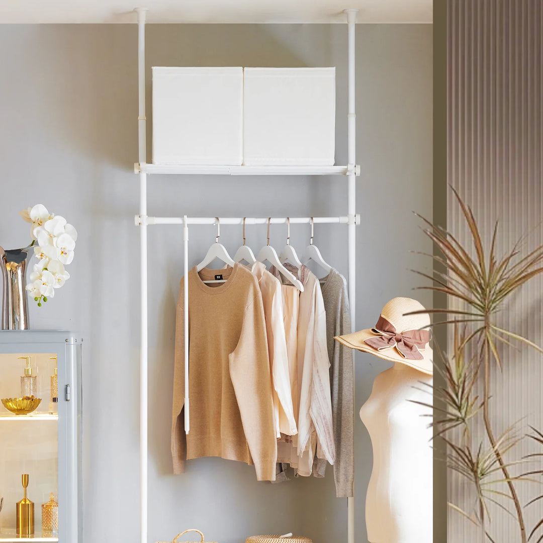 Elegant tøjstativ, teleskopisk, B(52-80) x H(233-300) cm, hvid