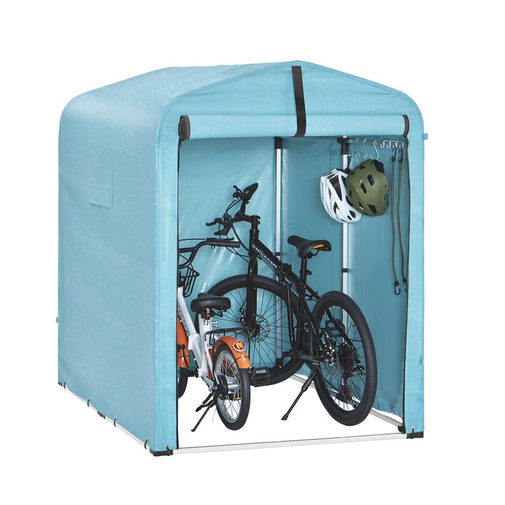 Robust og vejrbestandig cykelgarage, lyseblå, 120 x 163 x 176 cm