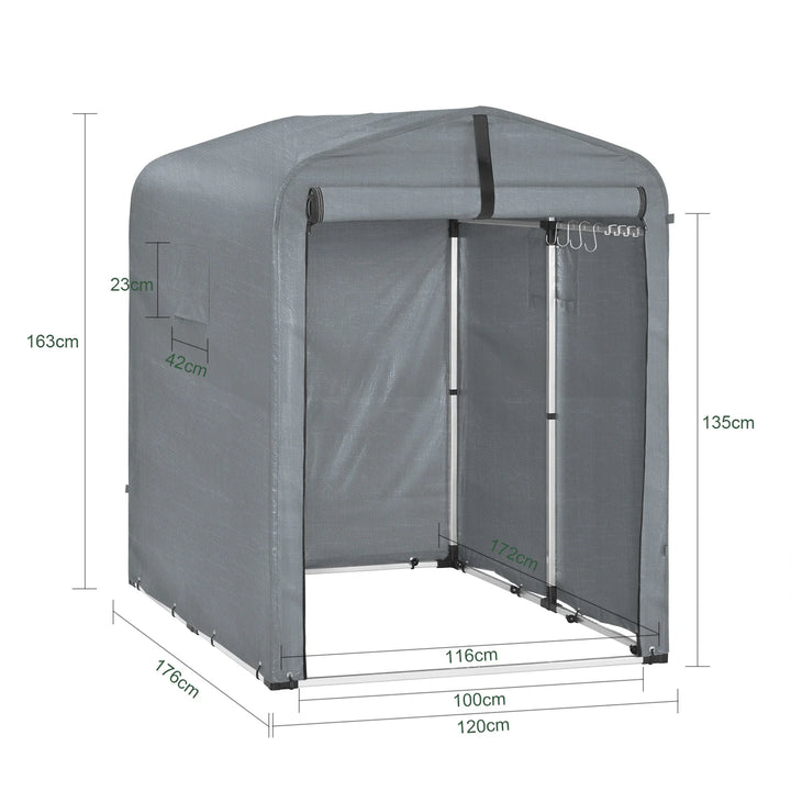 Robust og vejrbestandig cykel- og havegarage, grå,  120 x 163 x 176 cm