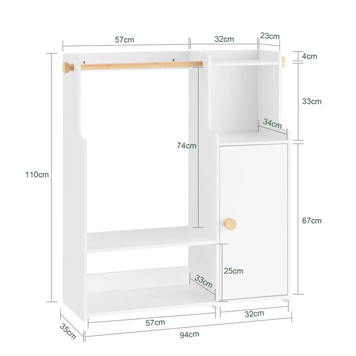 Tøjstativ til børneværelset, L71xB40xH110 cm, hvid