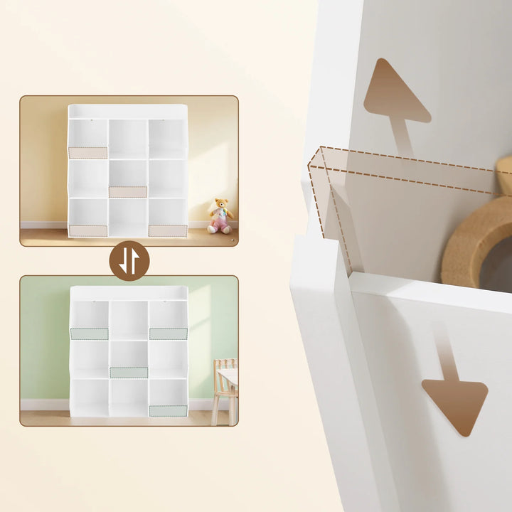 Montessori bogreol til børn: skab orden og selvstændighed, 95x34x105 cm, hvid