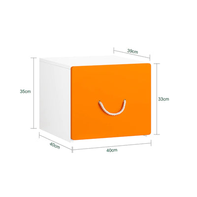Bord med opbevaringskasse til børneværelset, 40x40x35 cm, orange og hvid