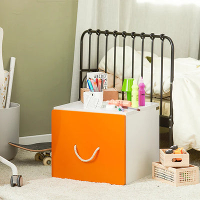 Bord med opbevaringskasse til børneværelset, 40x40x35 cm, orange og hvid