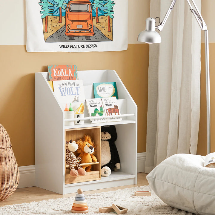 Hold styr på legetøjet med dette smarte børneskab i hvid (B63 x D35 x H80 cm)
