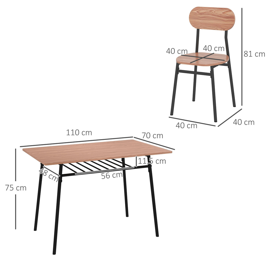 Spisebordsæt med stole spisebord, industrielt design, 110 cm x 70 cm x 75 cm, brun
