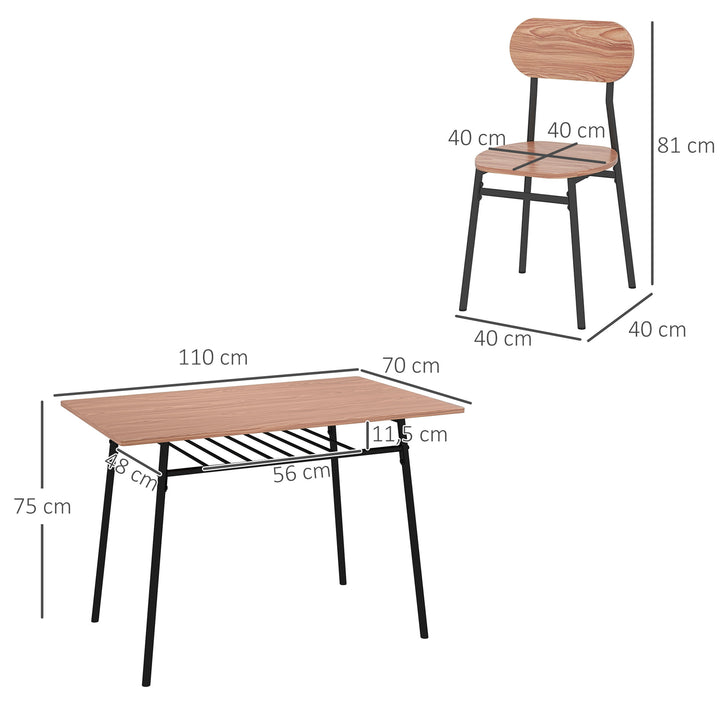 Spisebordsæt med stole spisebord, industrielt design, 110 cm x 70 cm x 75 cm, brun