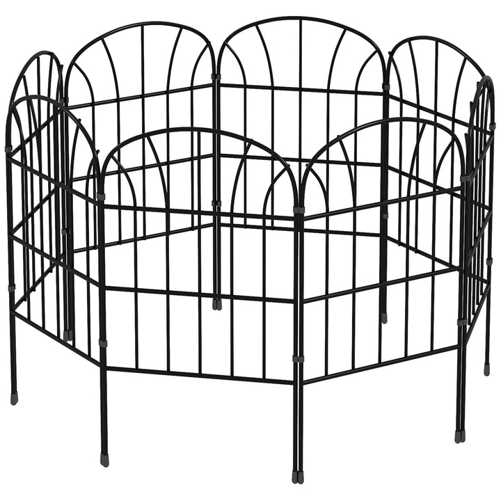 Havehegn, 8 elementer, formbart metalhegn, rumdeler, 264x61 cm, sort