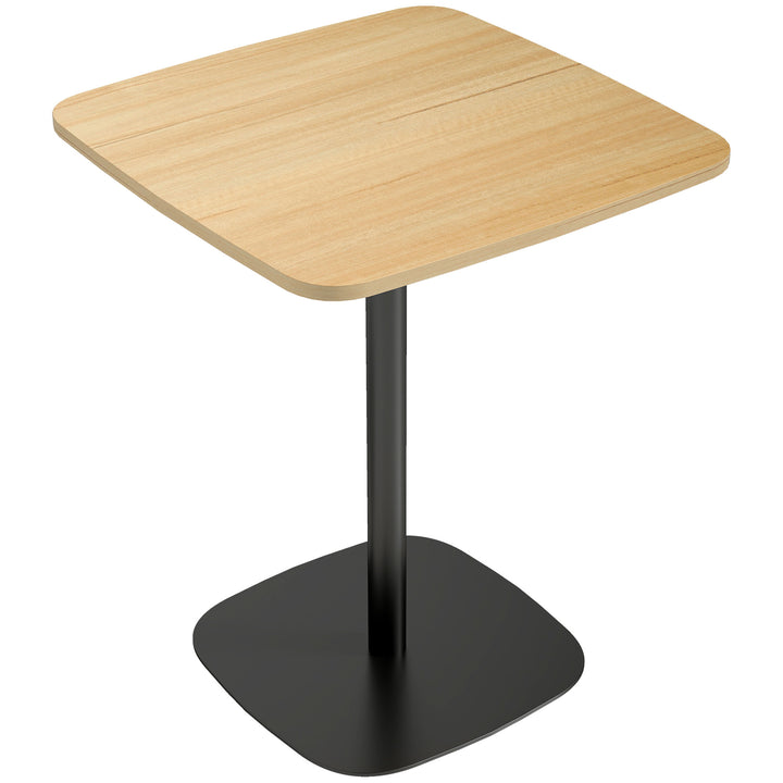 Lille spisebord, 60 cm, firkantet, MDF-bordplade, stålfod, til stue, spisestue, køkken, naturtræ + sort