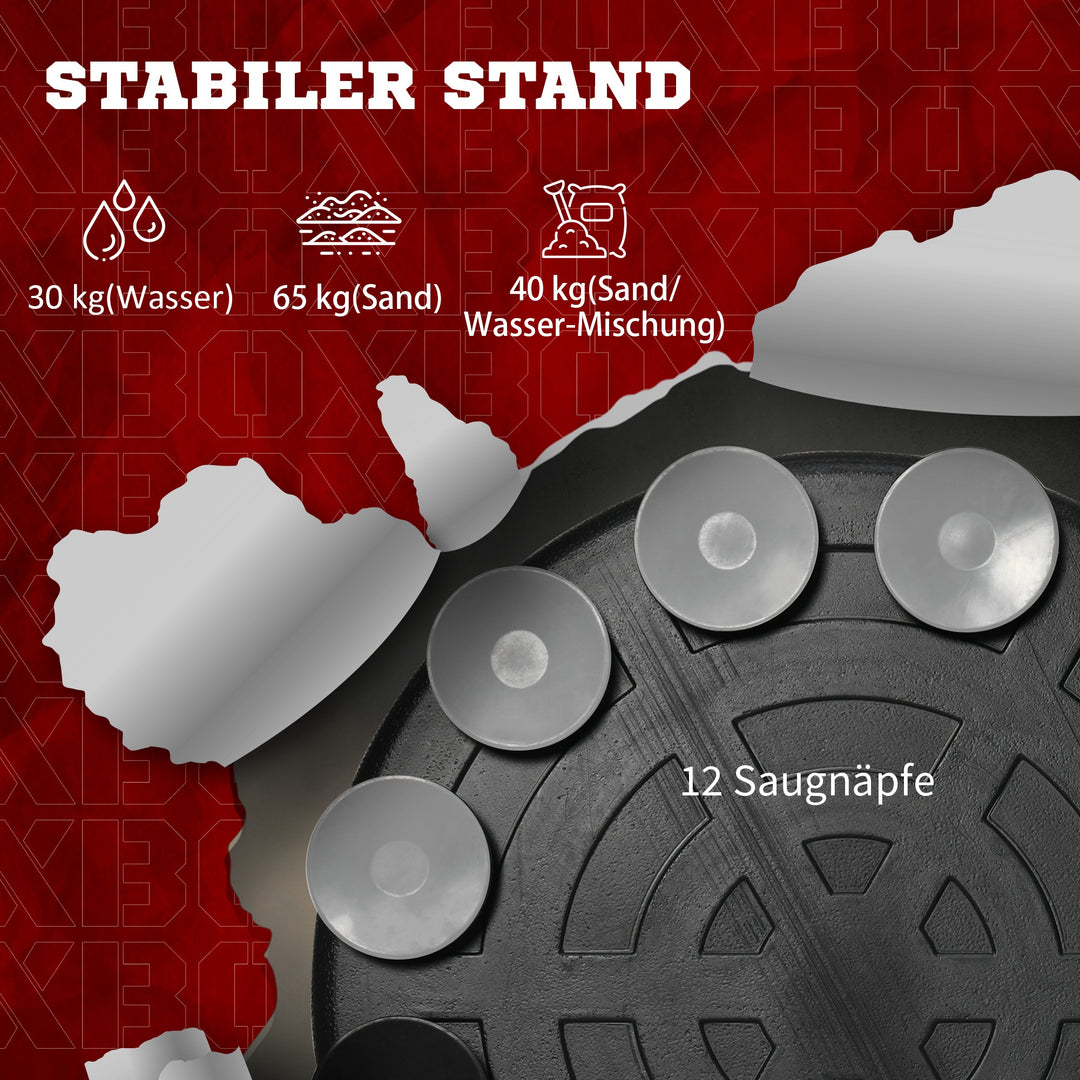 Højdejusterbar boksebold, 360° roterbar, inklusive boksebandager, sort, 80,5 x 48 x 163-205 cm