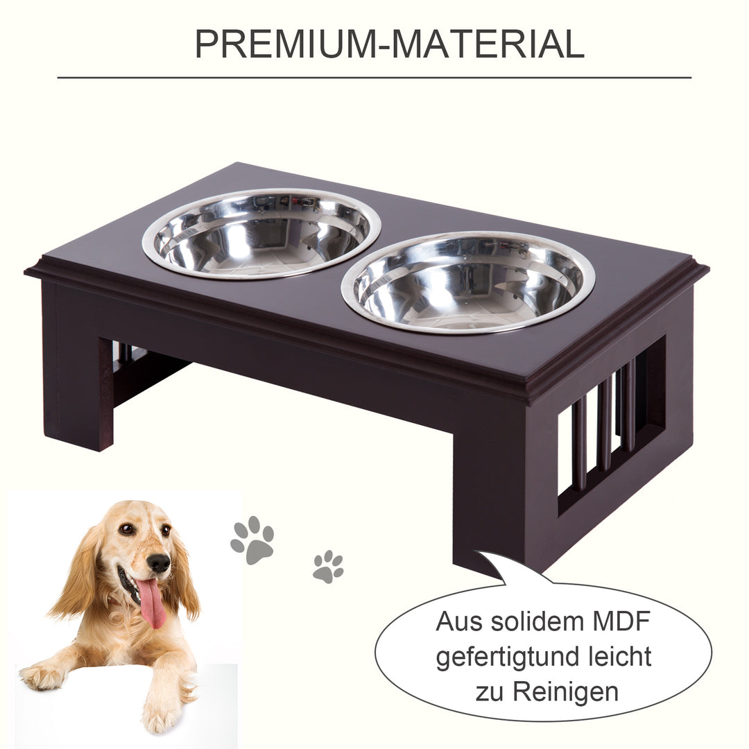 Hundeskål til hævet hund, madskål med 2 skåle, vandskål, 2 x 900ml skåle i rustfrit stål, foderskål, foderstation, hundeskåle til små hunde og katte, espresso