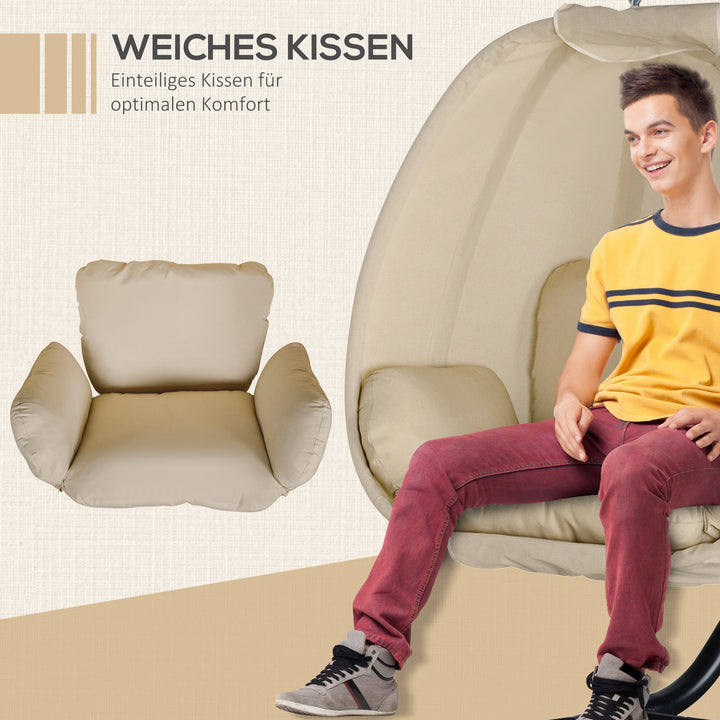 Hængestol, ægformet gyngesæde med blød hynde, egnet til indendørs og udendørs brug, 125l x 95b x 170h cm, khaki