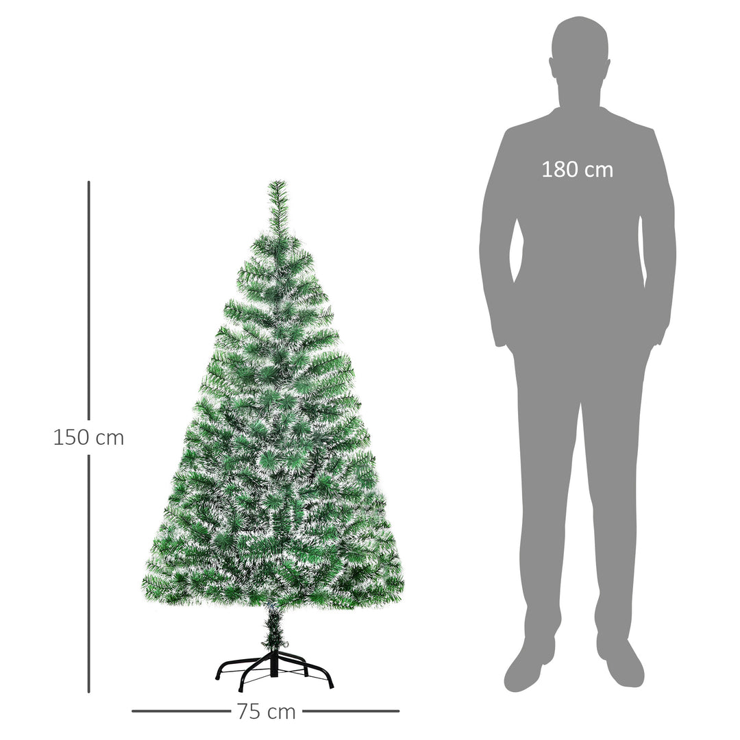 Kunstigt juletræ 1,5 m juletræ grantræ 416 grene metalfod pet grøn