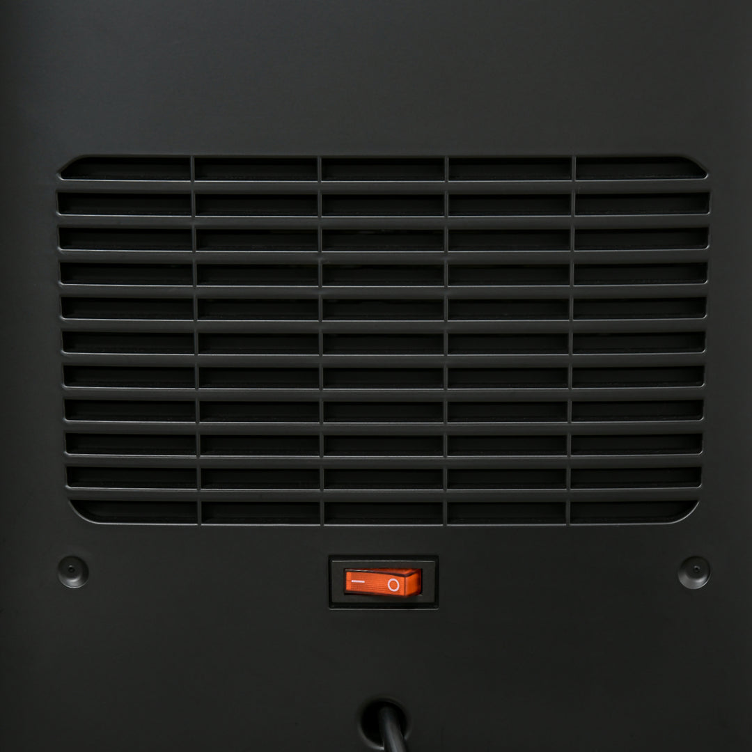 Elvarmer, 3 tilstande, 10-49°c, med fjernbetjening, led-flammer, fritstående, sort, 33,7 x 25,5 x 60,4 cm