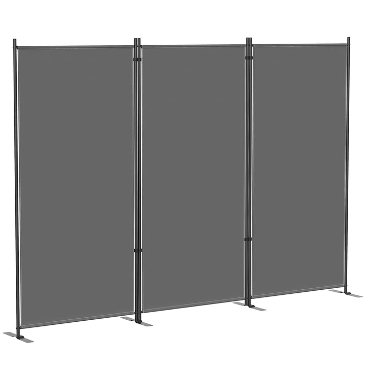 3-panels rumdeler, 260 x 30 cm, fritstående, metalskærm, privatlivsskærm, udendørs rumdeler, mørkegrå