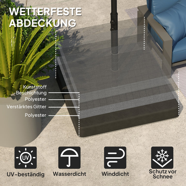 Fodvægte til parasolfod, vandtæt, kan fyldes med sand, plastik, 89l x 89b x 10,5h cm, sort