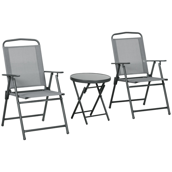 Udendørs bistromøbelsæt til haven, sammenklappeligt bistrosæt, 53,5 cm x 64 cm x 93 cm, lysegrå