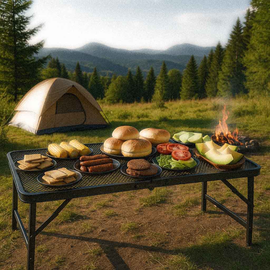 LUARO rejsebord camping catering klapbord 80 x 40 x 66 x 37 cm