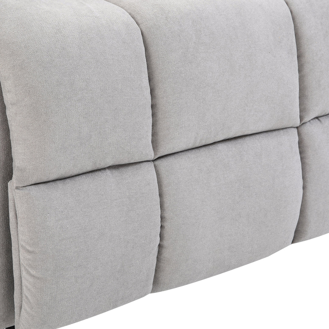 Lænestol med løftehjælp, massagestol, lænestol med USB-port, TV-stol med fjernbetjening, sidelomme, TV-lænestol med fløjlslook, grå
