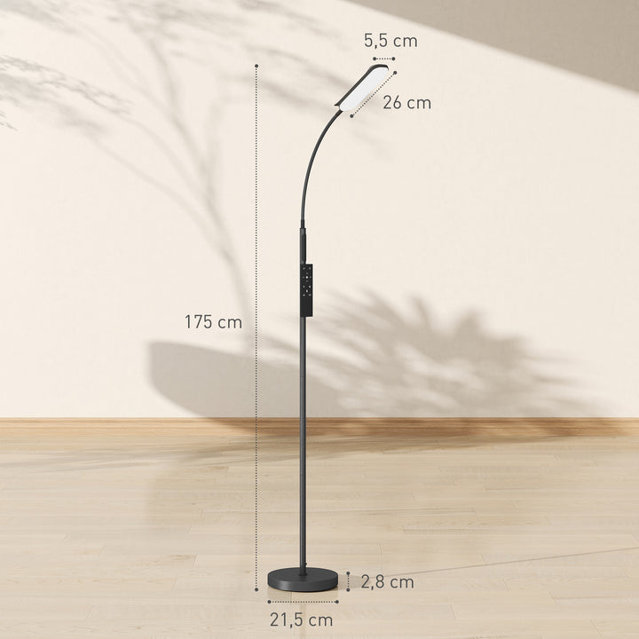 Led-gulvlampe, 5 tilstande, hukommelsesfunktion, justerbar lysstyrke, stål, sort