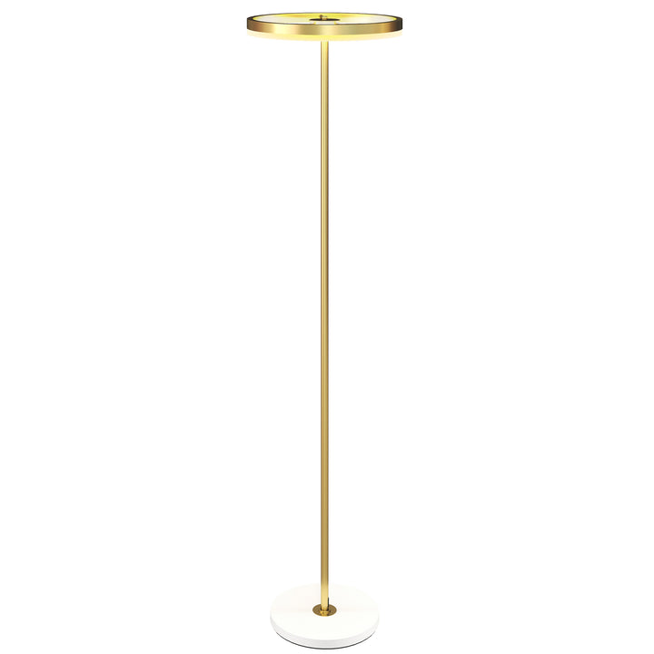 Gulvlampe, fodkontakt, metalstruktur, akrylskærm, 4000k, dæmpbar, guld