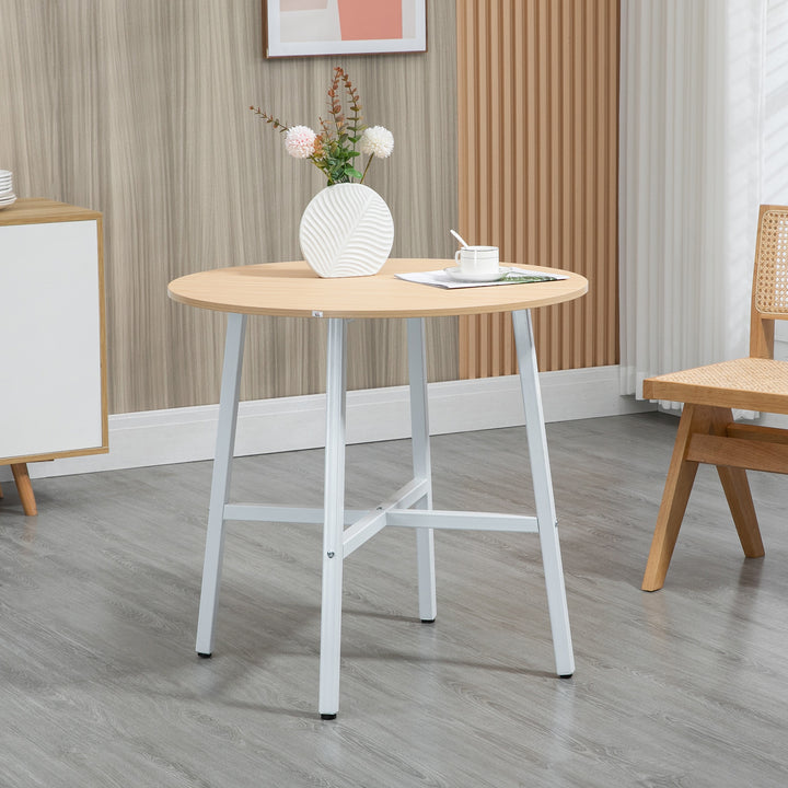 Spisebord, industriel stil, afrundet design, stabilt op til 60 kg, 80 x 76h cm, naturtræ/hvid