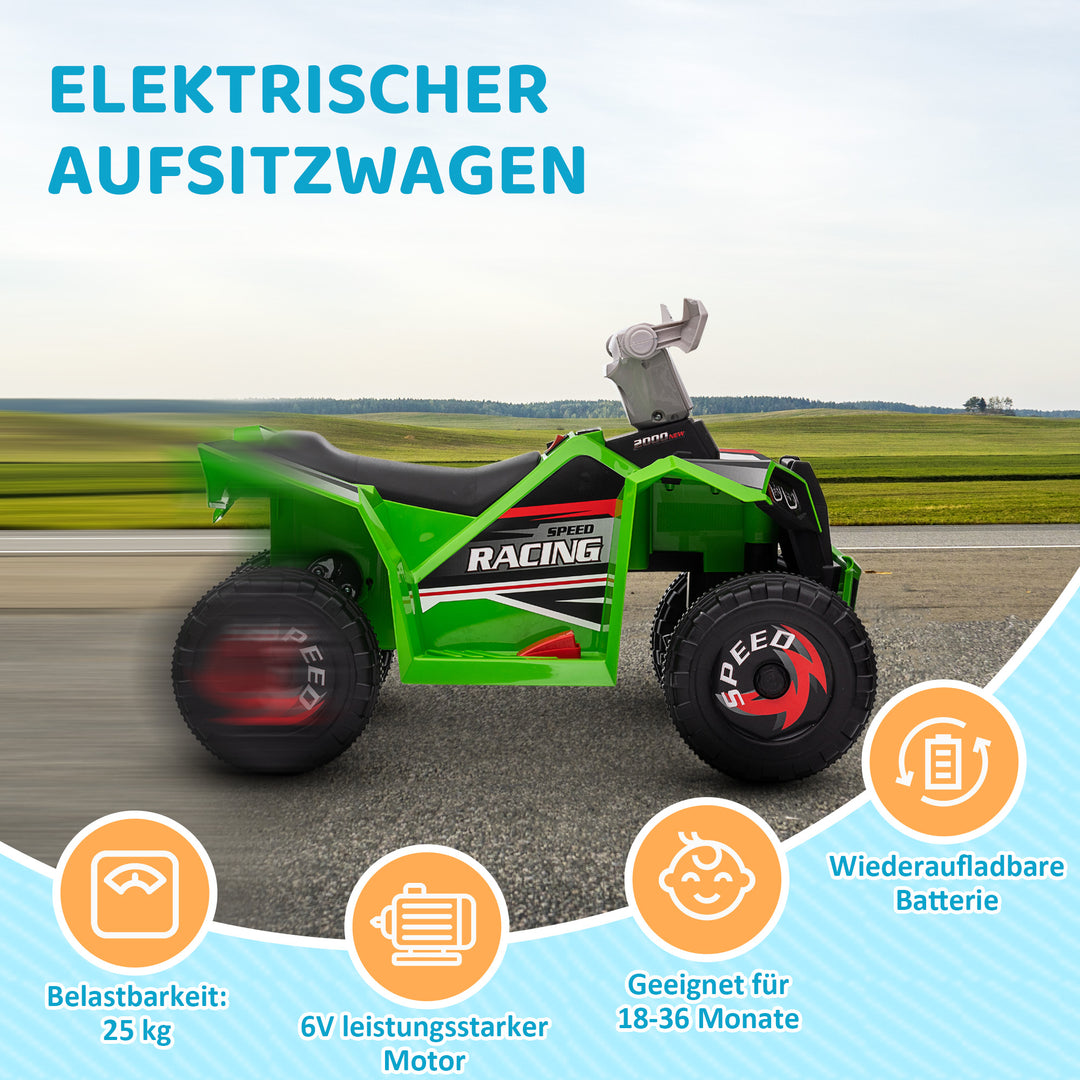 Elektrisk børne-quad, 2,5 km/t, frem- og bakgear, til 18-36 måneder, grøn